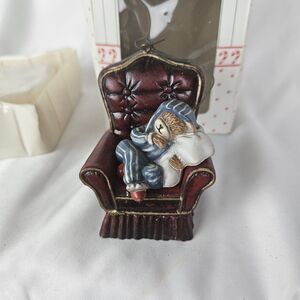 Vintage Wangs International Ornament 1988 Sleeping Bear on Sofa Chair